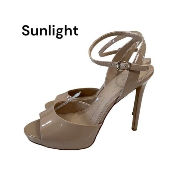 GIANNI BINI Women Nude Patent Leather Ankle Strap Platform Stiletto Heels SZ 10M - Picture 5 of 10